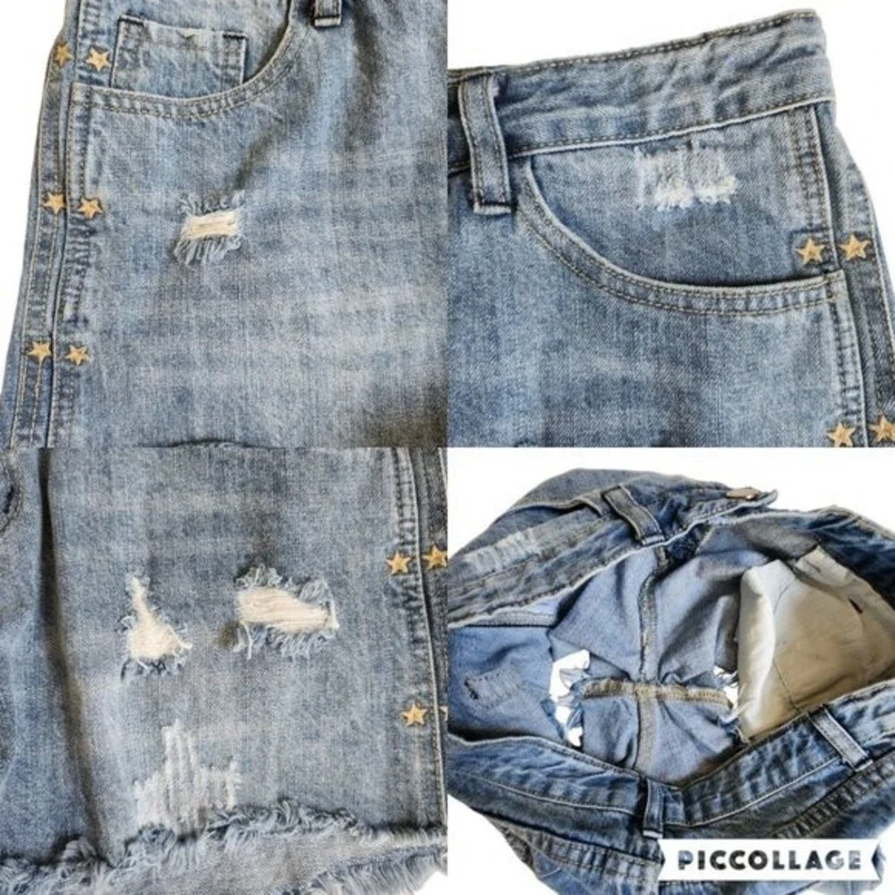 Mod Ref blue distressed jean shorts sz M